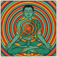 Malovaný jogín v meditaci